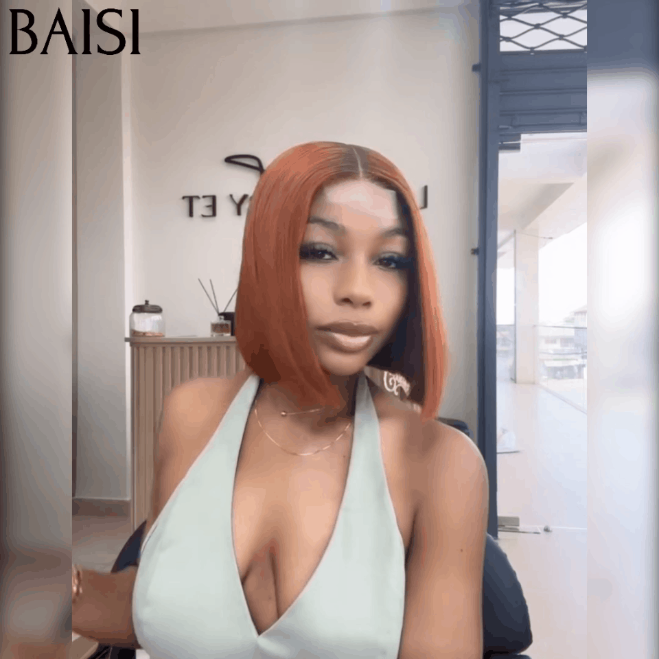 BAISI 100% Vietnam Hair 2x6 Lace Perruque Lisse Marron 8 pouces En 100% Cheveux Humains FR38