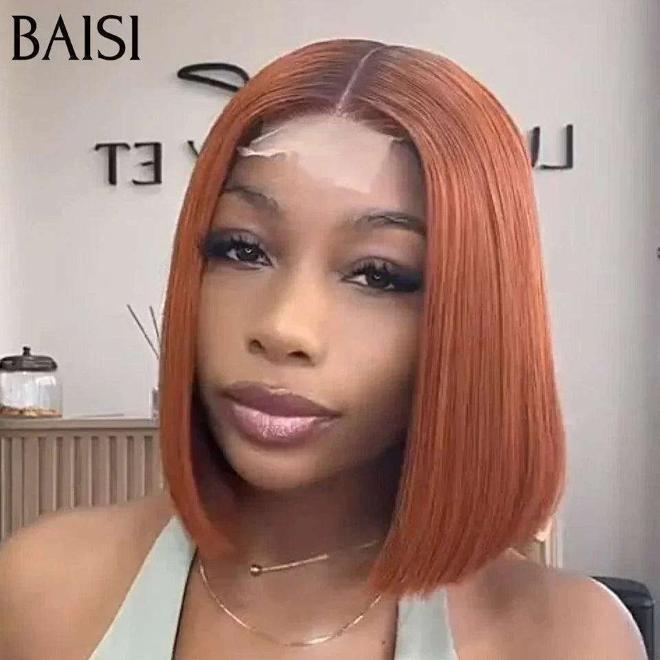 BAISI 100% Vietnam Hair 2x6 Lace Perruque Lisse Marron 8 pouces En 100% Cheveux Humains FR38