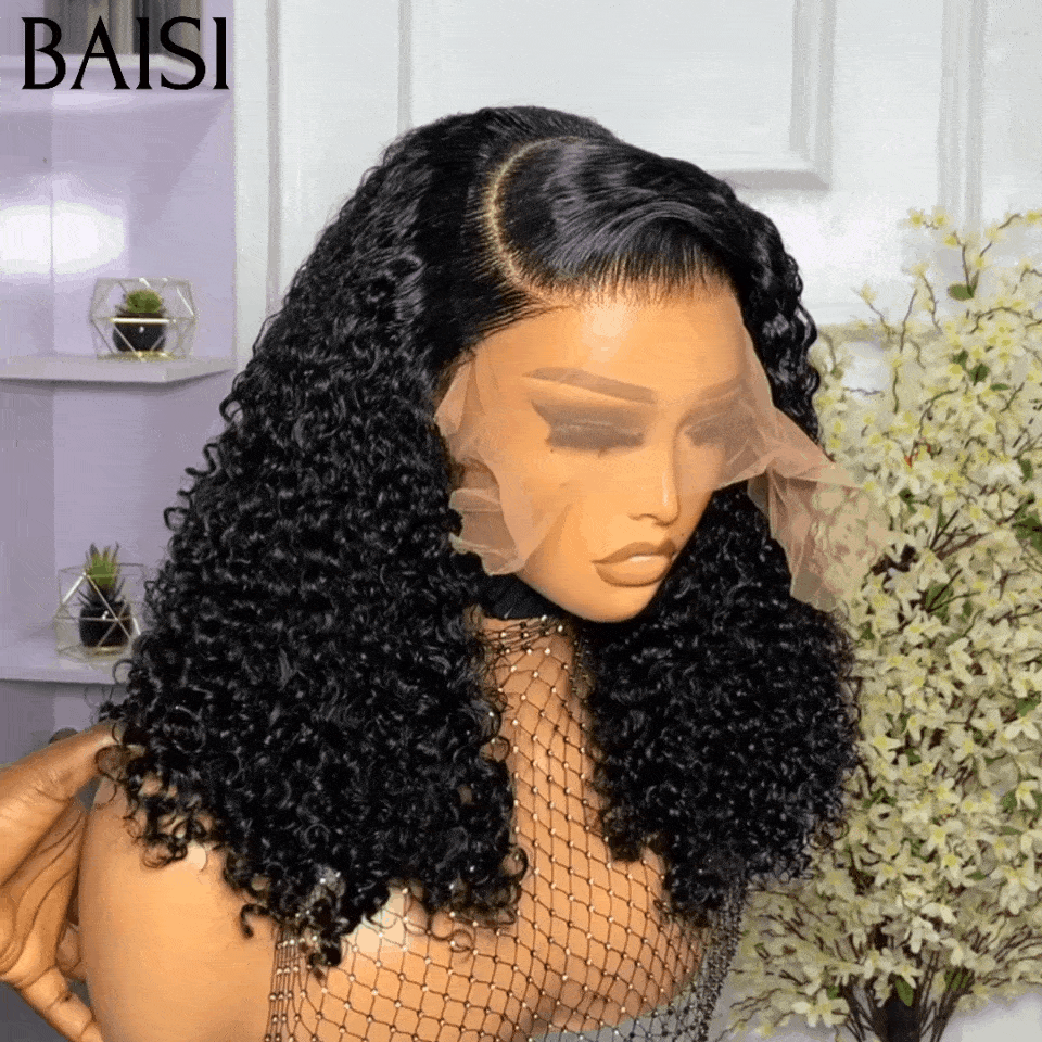 BAISI Achetez 2 perruques minimum au prix d'usine fournisseur 13X4 Coupe Pixie Lisse En noir Miel T1B/27# ou 13X4 lace curly wave 14 Pouces SDD 250% densité 100% Vrais Cheveux Humains (Pas Besoins De Code)