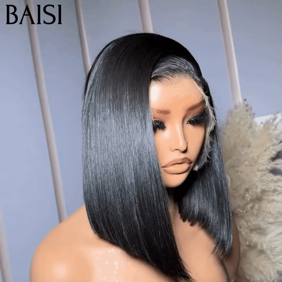 BAISI Acquista minimo 2 parrucche al prezzo di fabbrica fornitore 13x4 Lace Frontal Parrucca riccia Wave in colore #4#27 o 13X4 liscia di lusso bob nero 10 pollici in 100% Capelli Umani (Nessun Codice Necessario)