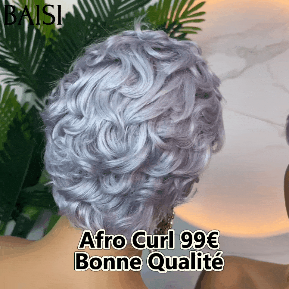 BAISI Perruque Pixie Finger Wave petite coupe fabriqué à la machine 6 pouces 99€ En 100% Cheveux Humains BS65