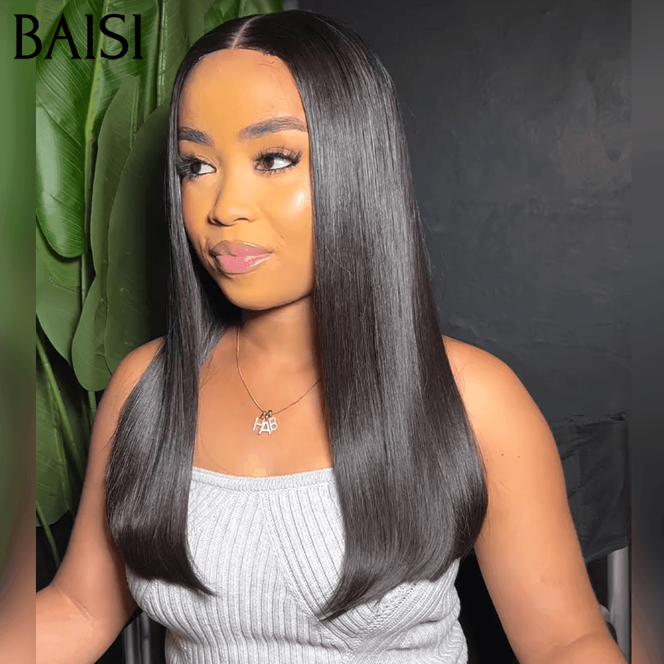 BAISI 2 Perruques Lisse pour revendre 308€ 2X6 lace 20 pouces en Couleur miel 27# et 14 pouces noir de luxe en 100% vrais cheveux humains FR38