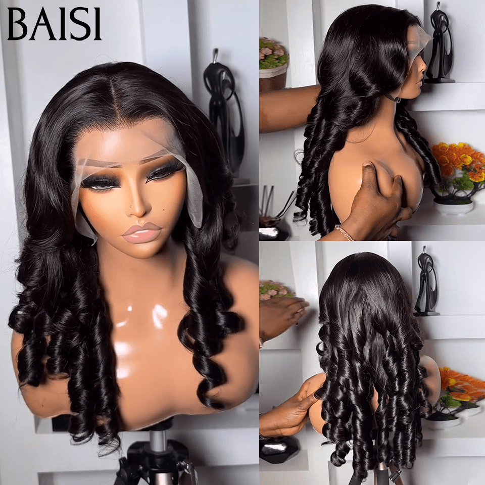 BAISI Arrivage Bcp de volume 13x4 lace perruque 16 pouce Spring Curl 250% densité 159€en 100% cheveux humains en cheveux indians brésiliens de bonne qualité BS65
