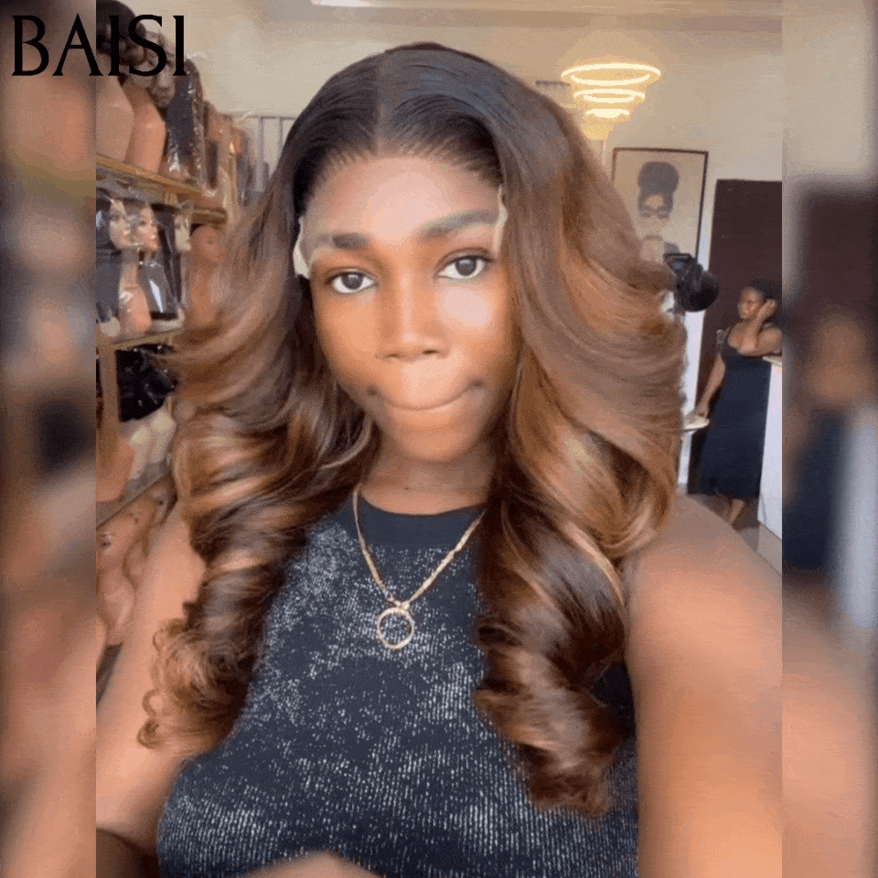 BAISI Compre 2 perucas no mínimo ao preço de fábrica do fornecedor, Peruca 13X4 066C Bouncy Curly, 4 cores, 18 polegadas ou 13X4 lace Bouncy Body Wave, 16 polegadas, misto, 200% densidade, mais de 20 anos de uso em 100% cabelo humano (sem código)