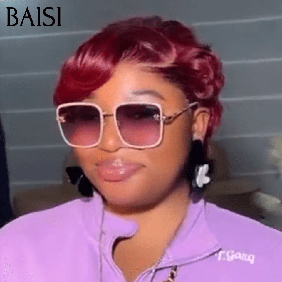 BAISI 13X4 lace Pixie wave Wig In Color 99J# €65 in 100% Human Hair BAISI20