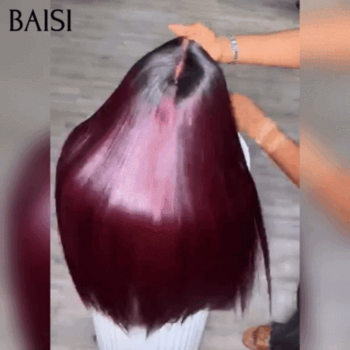 BAISI lace frontal perruque Lisse Haute Qualité Moitié prix en couleur Bordeaux 1B99J# SDD BONE Straight 100% Vietnam Hair
