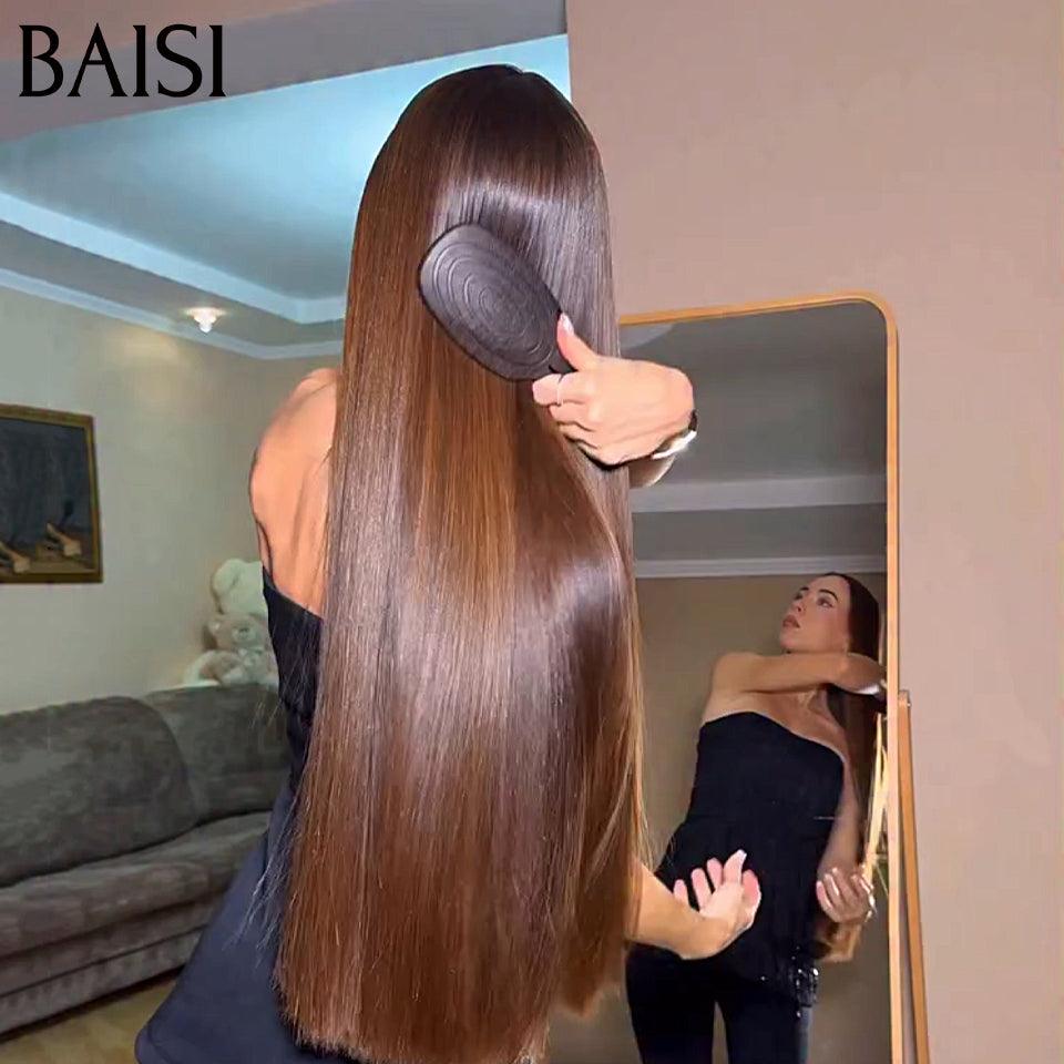 BAISI Perruques de Luxe 2x6 Lace Perruque Lisse 30 Pouces 338 euro en Couleur Marron 4# En 100% Cheveux Humains Vietnam Hair 300% densité plus de 20 ans d' utilisations BS120