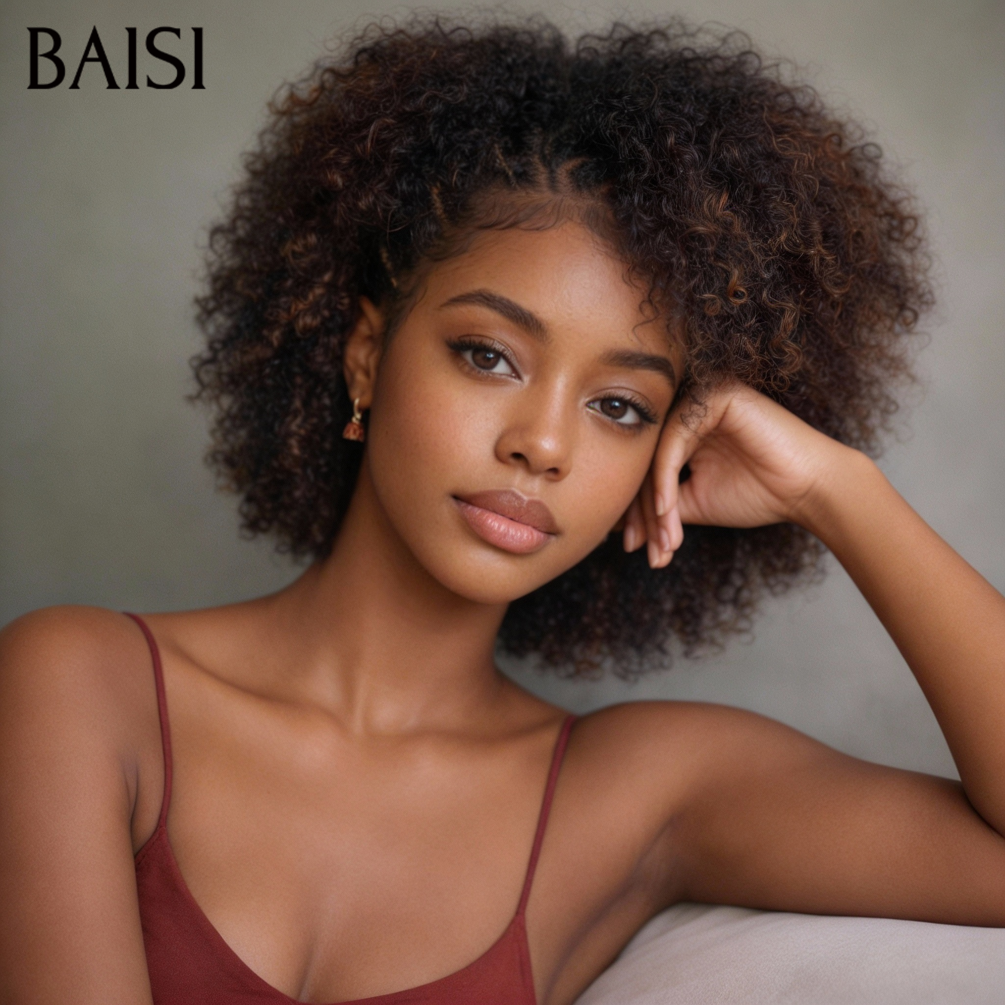 BAISI Grande Promo petite coupe fabriqué à la machine curly wave 68€ en couleur marron mixte miel En 100% Cheveux Humains