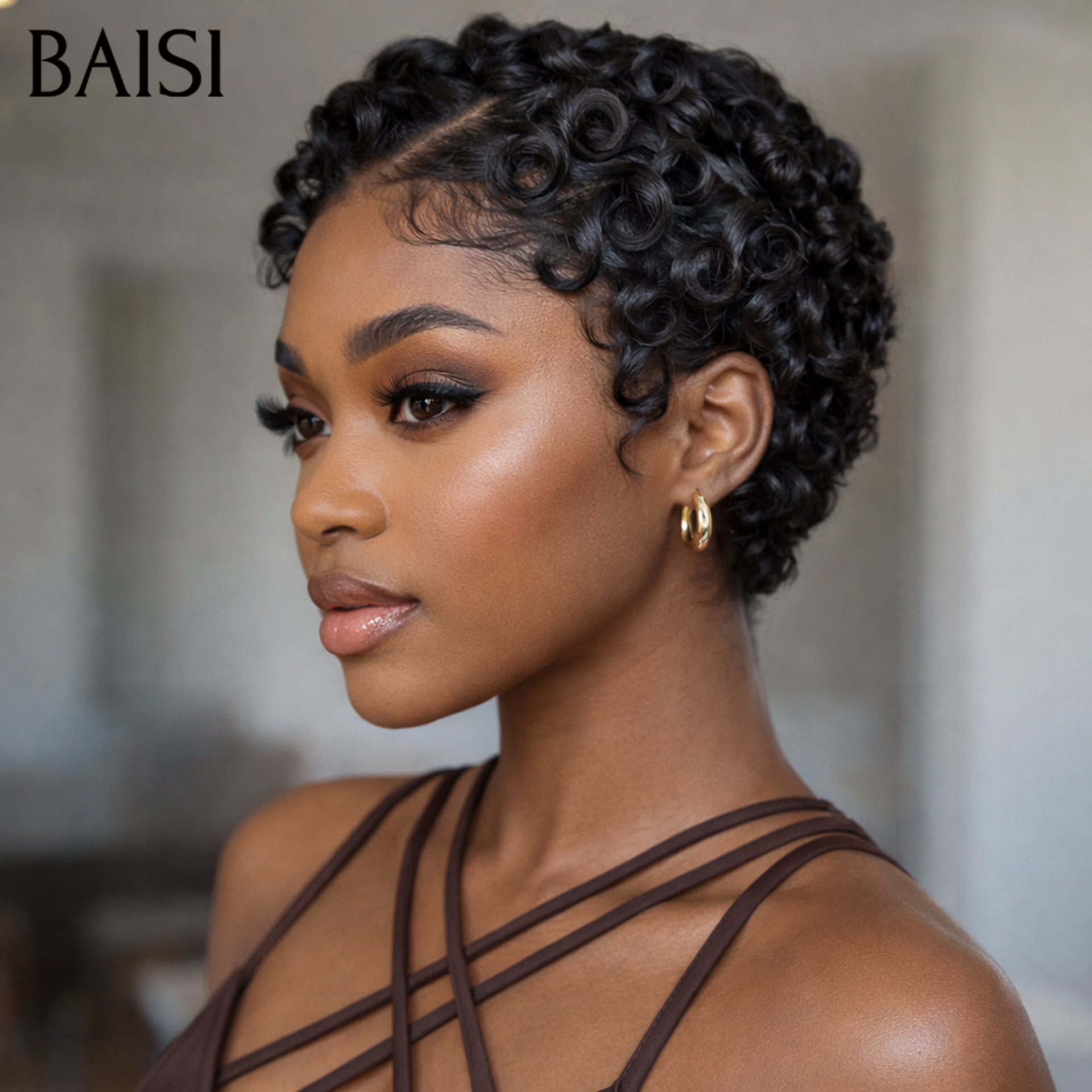 BAISI Promo 58€ Perruque chioma pixie 13x4 lace frontal finger wave en France en 100% Cheveux Humains