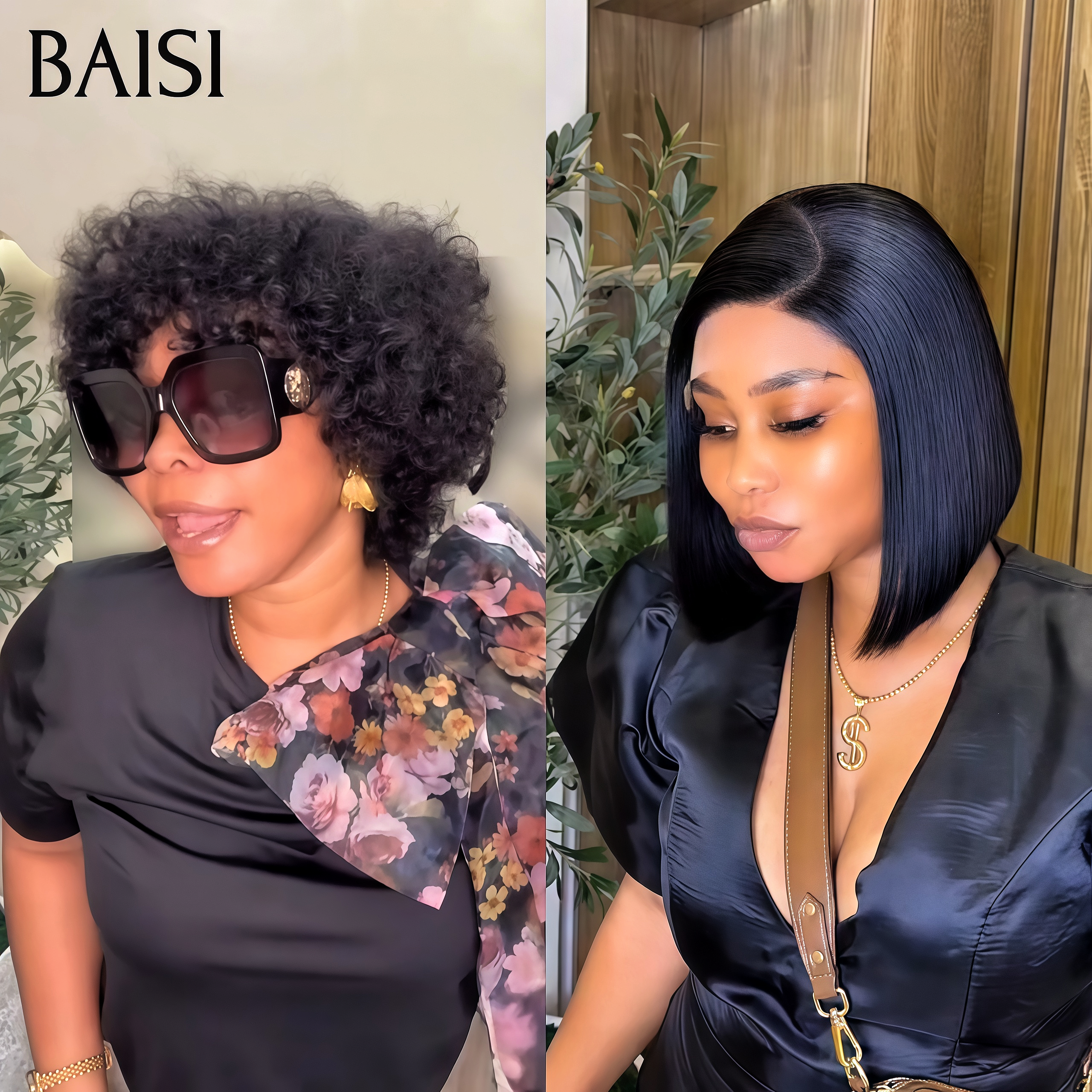BAISI Perruques PROMO Offre spéciale Lisse BOB 10 Pouces lace closure ou pixie curly wave avec Frange en 100% vrais cheveux humains