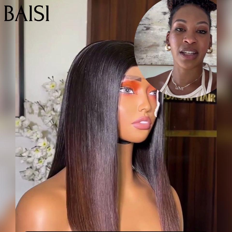 Parrucca BAISI Luxury Straight Bob 2x6 Lace Parrucca 100% Vietname Colore # 4/Grigio SDD BONE STRAIGHT In veri capelli umani al 100%