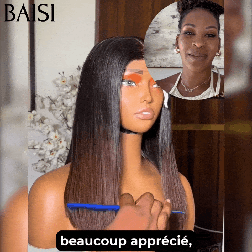 Parrucca BAISI Luxury Straight Bob 2x6 Lace Parrucca 100% Vietname Colore # 4/Grigio SDD BONE STRAIGHT In veri capelli umani al 100%