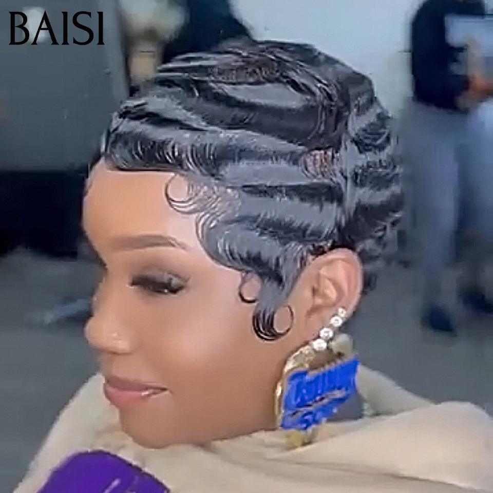 BAISI Grande Promo petite coupe fabriqué à la machine en couleur NOIR 50 euro En 100% Cheveux Humains