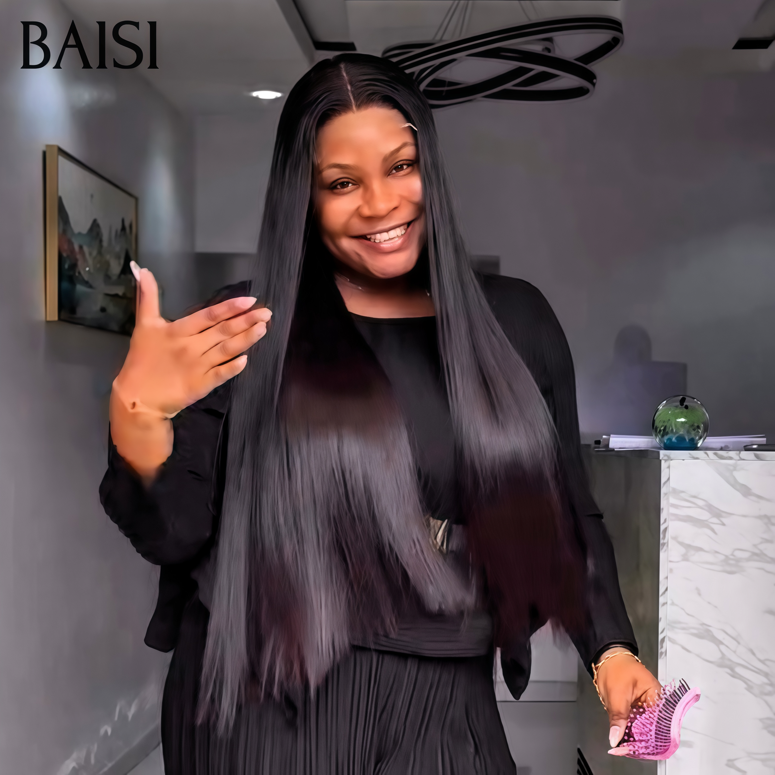 BAISI lace closure perruque Lisse DE luxe Haute Qualité NOIR SDD BONE Straight 100% Vietnam Hair