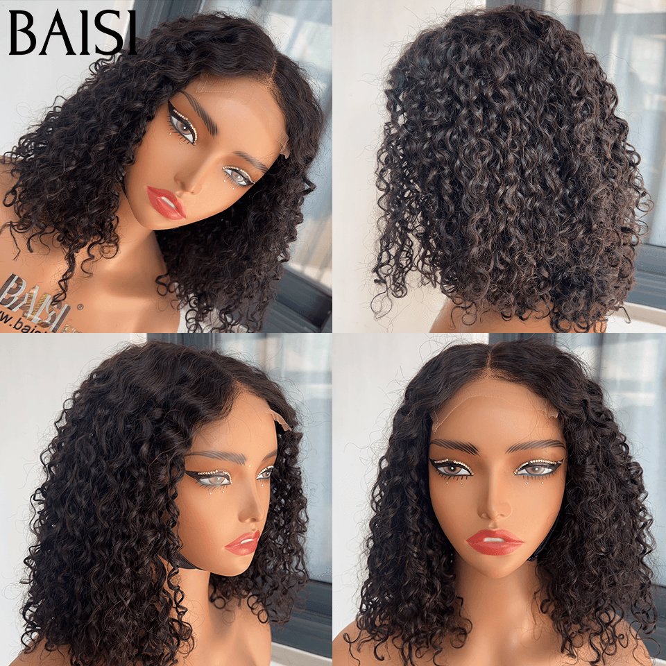BAISI 2 Perruques water wave pour revendre 179€ 4X4 lace 14 pouces en Couleur noir ou mixte 4/27# 250% densité en 100% vrais cheveux humains
