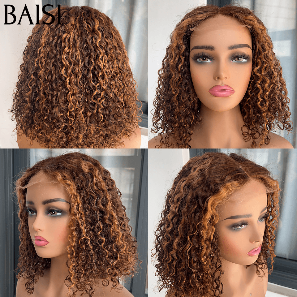 BAISI 2 Perruques water wave pour revendre 179€ 4X4 lace 14 pouces en Couleur noir ou mixte 4/27# 250% densité en 100% vrais cheveux humains