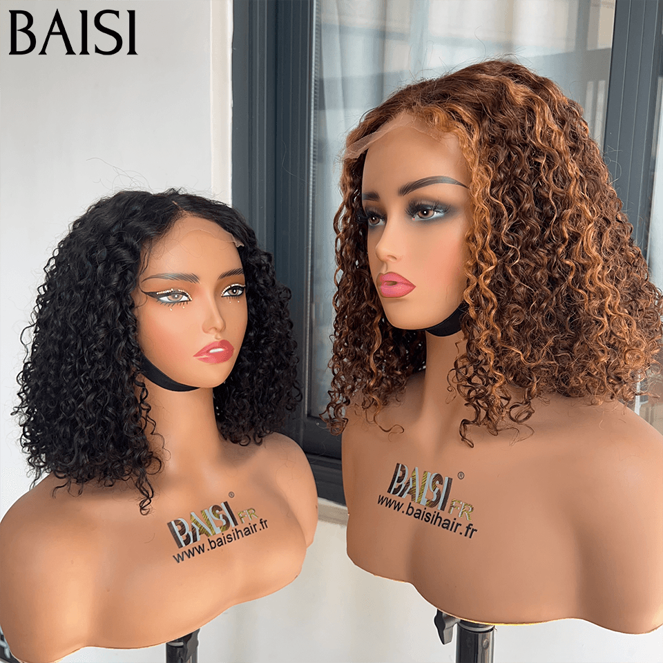 BAISI 2 Perruques water wave pour revendre 179€ 4X4 lace 14 pouces en Couleur noir ou mixte 4/27# 250% densité en 100% vrais cheveux humains