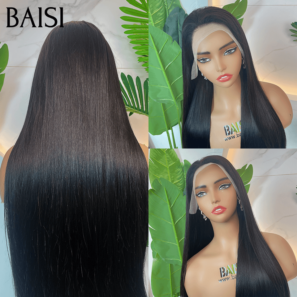 BAISI 13X4 Perruques SDD BONE STRAIGHT 100% Vietnam Hair Lisse A1 Fabriquées par les cheveux double drawn mèches vièges volume 250% densité plus de 20 ans d' utilisations B