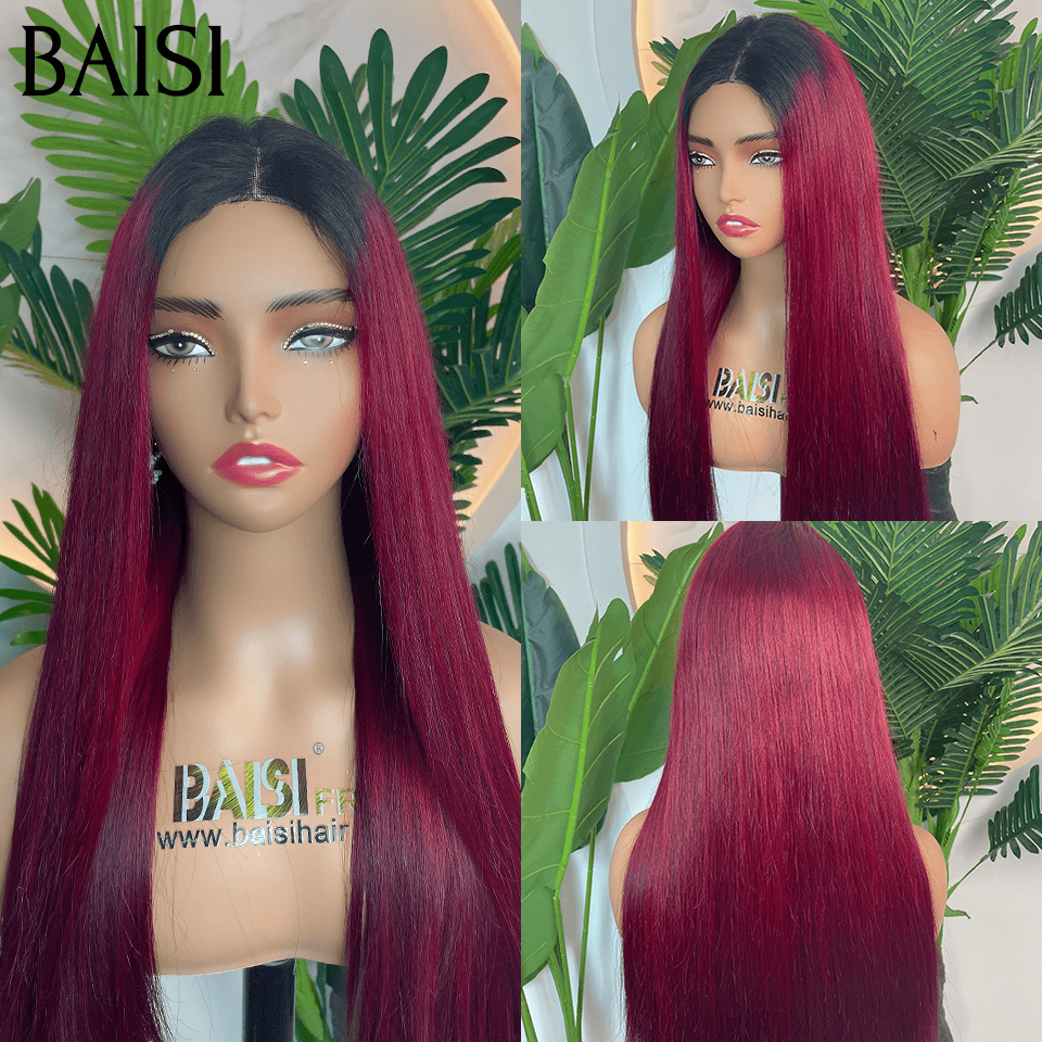 BAISI 2X6 Luxury Wigs 100% Vietnam Hair Straight in Brown and Black color 1BT30# 300% density more than 20 years of use A1 Made by hair double drawn virgin strands volume