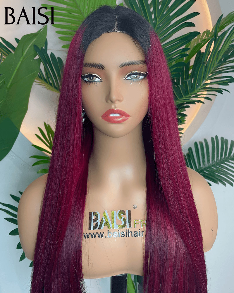 BAISI 2X6 Luxury Wigs 100% Vietnam Hair Straight in Brown and Black color 1BT30# 300% density more than 20 years of use A1 Made by hair double drawn virgin strands volume
