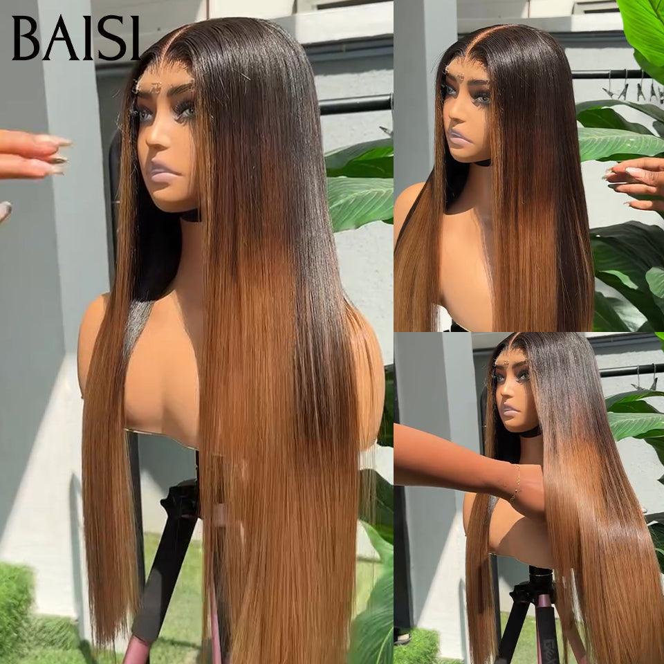 BAISI 13x4 Lace Peruca Lisa 18 Polegadas 156€ em cor #4#30#4 ou 1BT4# em 100% Cabelo Humano