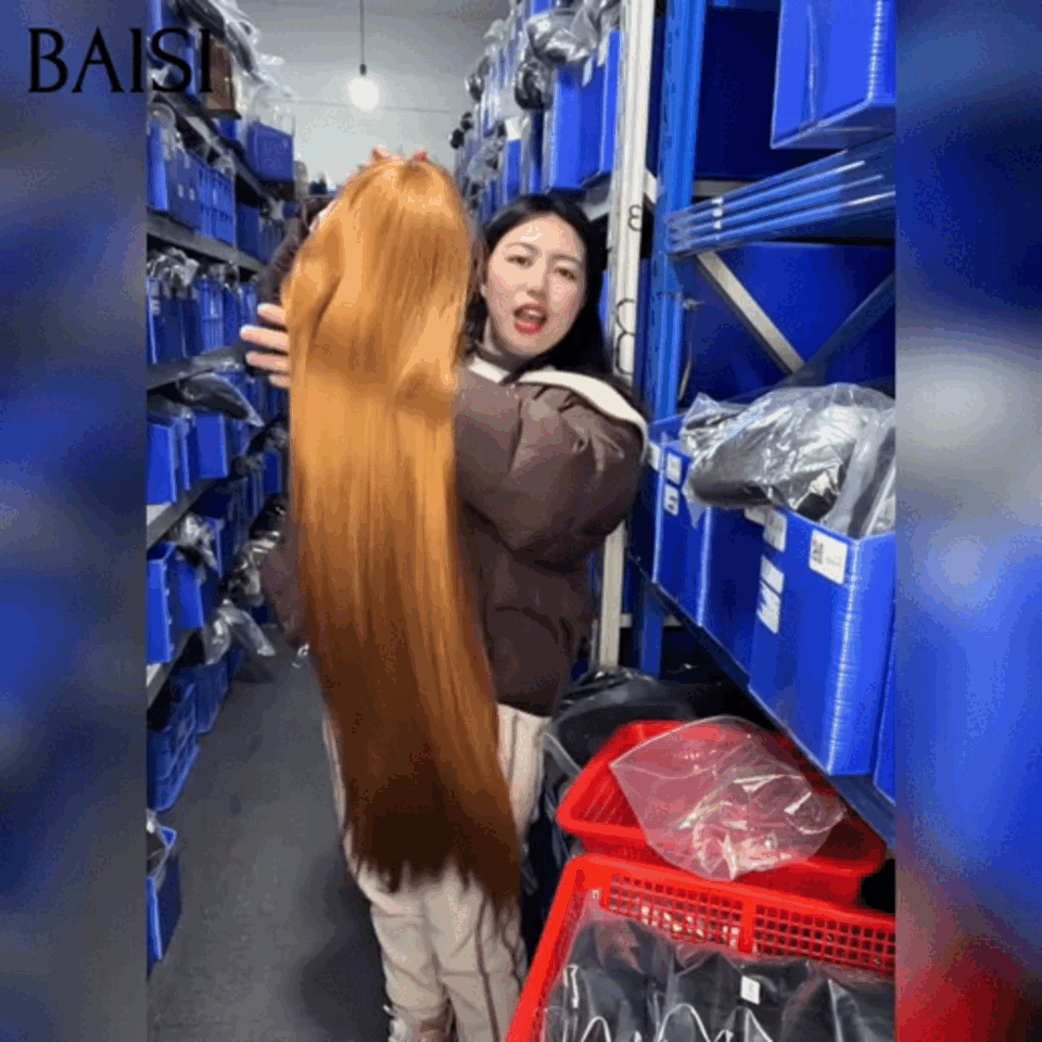 BAISI Moitié Prix PROMO perruque 100% blended human hair 40 pouce Lisse avec Frange en couleur Miel ou perruque bandeau kinky straight 32 Pouces sans Colle Fabriqué à la Machine
