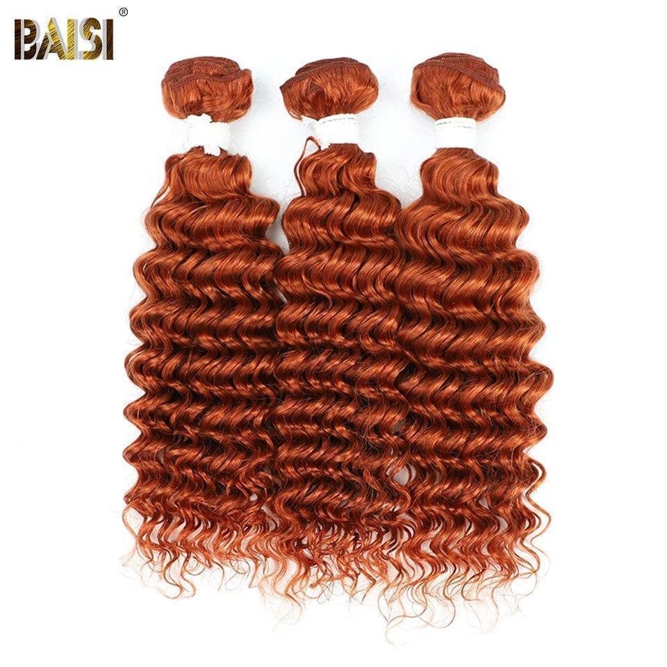 BAISI 12A Tissage Mèche 3 bolas laranja 350# em 100% cabelo humano ondulado encaracolado