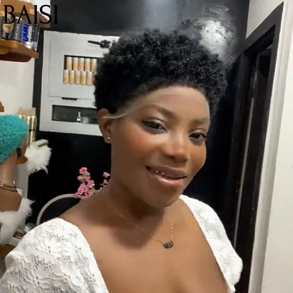BAISI 13x4 lace frontal curly wave Bordeaux 59€ ou Prix en Gros 65€ Perruque Pixie Afro Curl 13x4 en 100% cheveux humains F-905 ou pixie finger wave 69€ MP50
