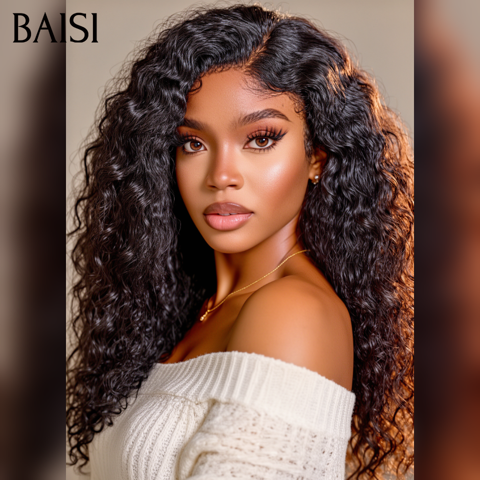 BAISI 12A 13x4 Frontale Lace Perruque Frisée Deep Wave En 100% Cheveux Humains