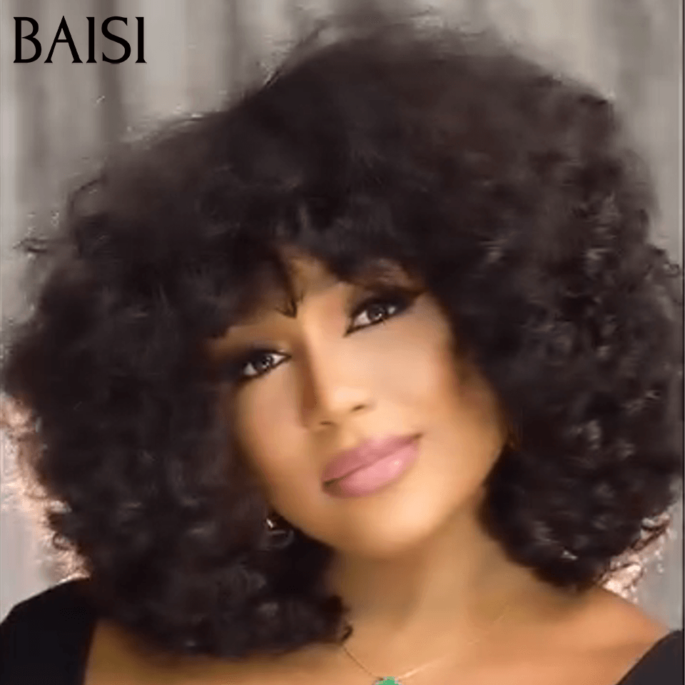 BAISI Offre Flash Perruque Bob EGG wave avec Frange 4 Couleurs Sans Lace en 100% Cheveux Humains BS65