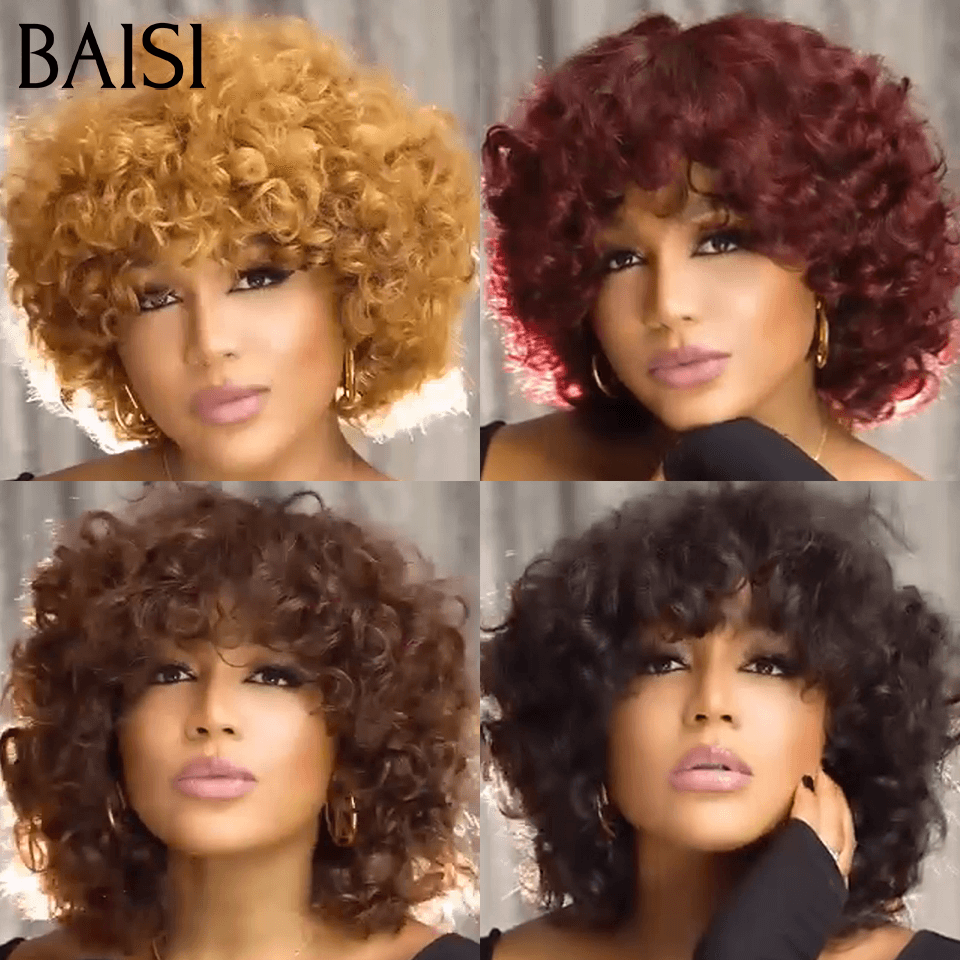 BAISI Offre Flash Perruque Bob EGG wave avec Frange 4 Couleurs Sans Lace en 100% Cheveux Humains BS65