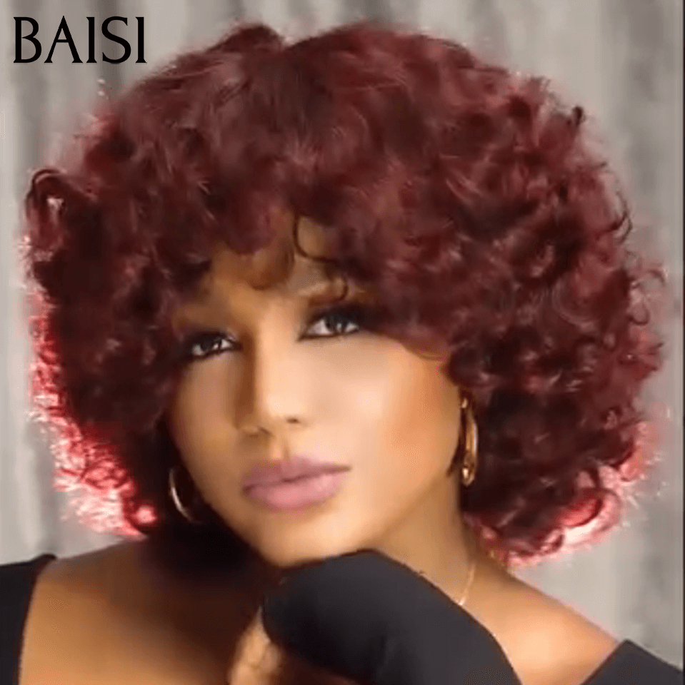 BAISI Offre Flash Perruque Bob EGG wave avec Frange 4 Couleurs Sans Lace en 100% Cheveux Humains BS65