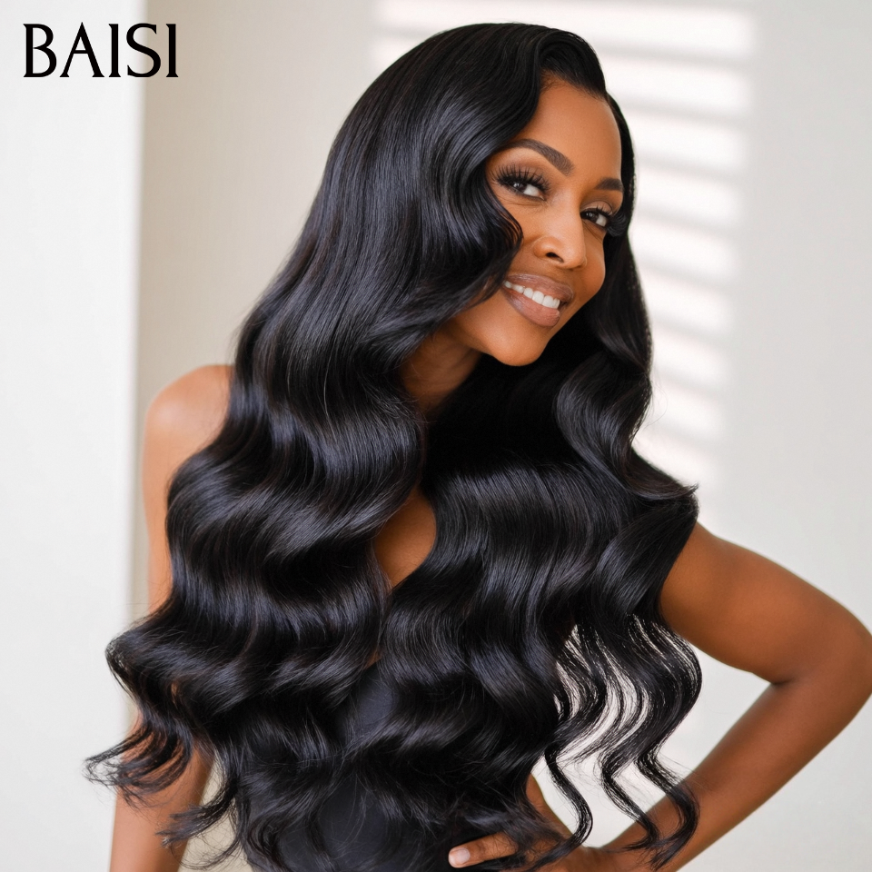 BAISI 13X4 frontal perruque trop longue body wave en 100% cheveux humains