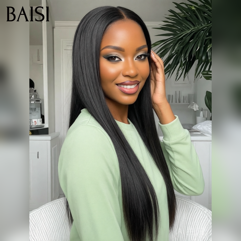 BAISI Compre 2 perucas no mínimo ao preço de fábrica do fornecedor 13X4 Lace Peruca Lisa de Alta Gama 100% Raw Hair (Sem Código Necessário)