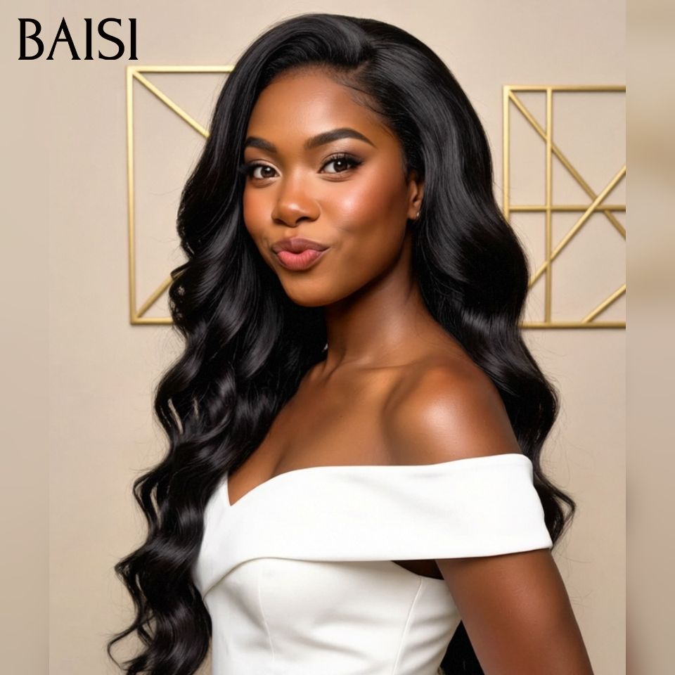 BAISI Perruques en France TVA 0€ Livraison gratuite 2-3 jours en Europe Naturelle En Lace Frontal Body Wave En 100% Cheveux Humains De Bonne Qualité