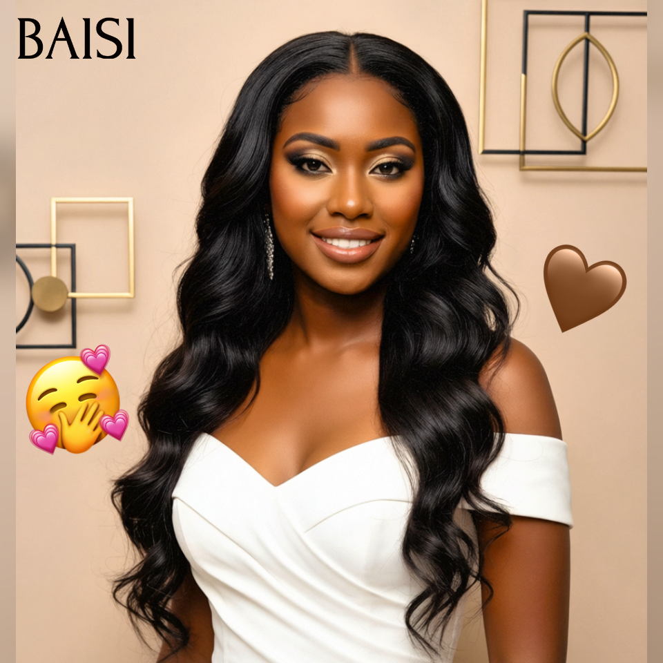 Frontal lace BAISI 13x4 Body Wave 20 polegadas 108€ cabelo natural liso ou body wave castanho #4 com franja, feito com cabelo double drawn
