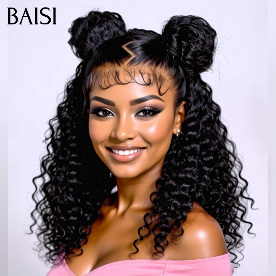 Mezza parrucca dritta BAISI Topper per capelli parziale personalizzato nel colore 1B (non è una parrucca intera)