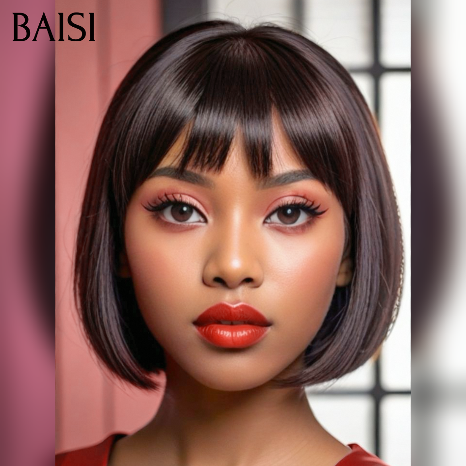 BAISI Grande Promo 100% VIETNAM HAIR BOB LISSE AVEC FRANGE 8 Pouces 69€ SDD BONE STRAIGHT En 100% Cheveux Humains