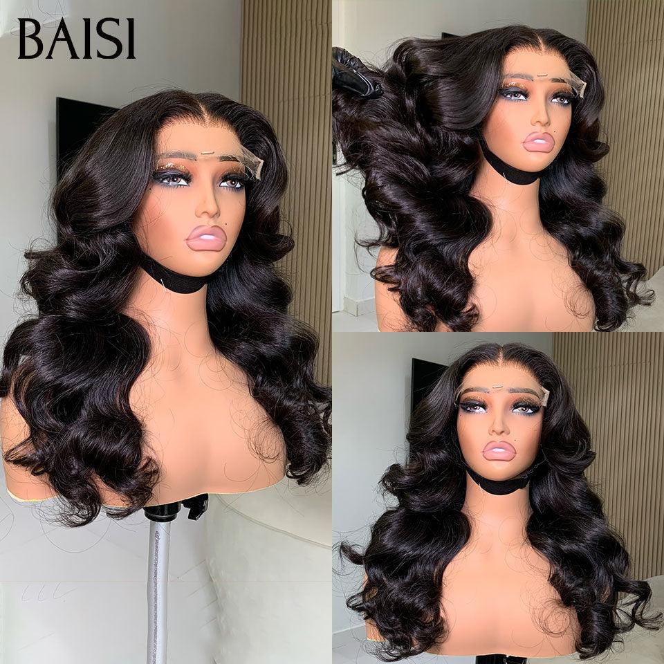 BAISI 5x5 HD lace Invisible Perruque Body wave 250% Densité en Noir en 100% Cheveux Humains