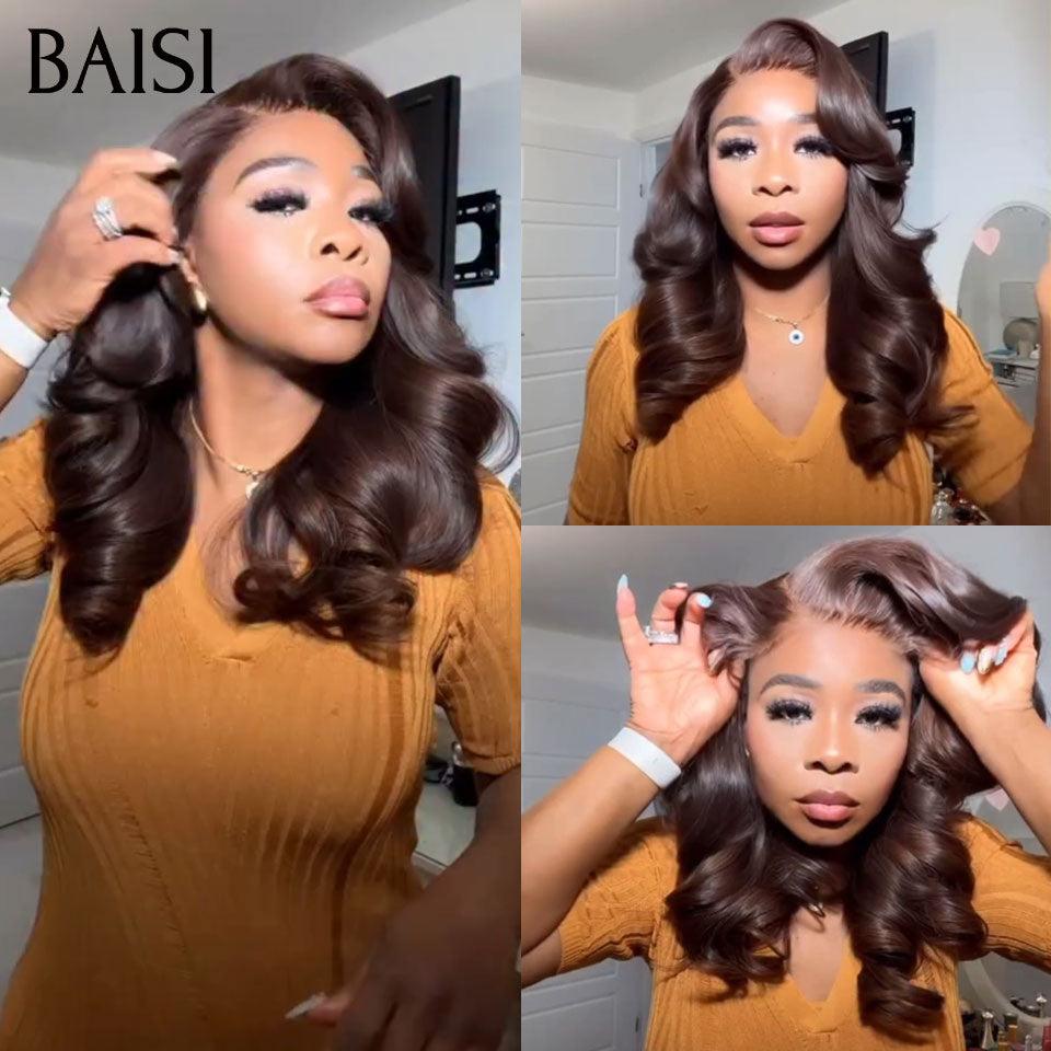 BAISI 3 Bob Wigs 261€ Black No-Glue Easy to Wear or Black Friday Price 139€ 20P 065C or 13X4 Lace Natural Wave Brown 20 Inches 100% Real Human Hair