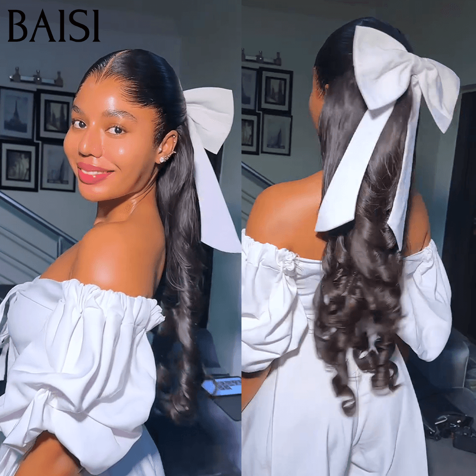 BAISI 13X4 Luxury Natural Wave Wigs 175€ 20 inches in BLACK Color 300% A1 density Made by hair double drawn virgin hair volume in 100% Human Hair BS65