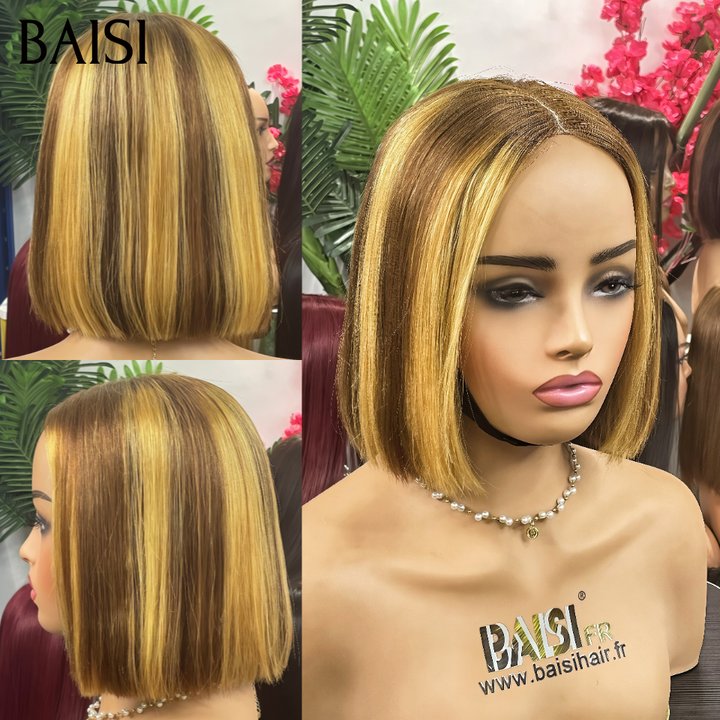 2X6 lace closure BOB 100% Vietnam Hair perruque 10 Pouces 75€ Lisse de LUXE Haute Qualité en couleur 4/27# Marron Mixte Miel 250% Densité SDD BONE Straight