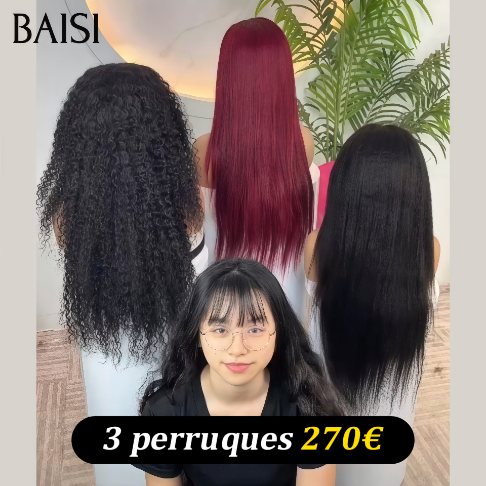 3 perruques 270€ 20 Pouces pour revendre 13x4 lace frontal curly wave et kinky straight NOIR et Lisse Bordeaux en 100% vrais cheveux humains