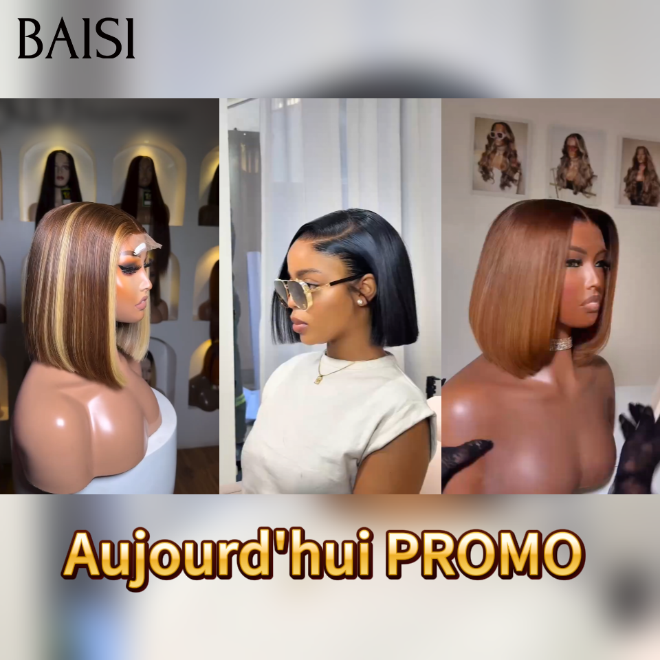 3 perruques 198€ pour revendre 4x4 lace closure Lisse BOB 8 Pouces et 13x4 lace frontal Marron et Mixte Miel 10 Pouces en 100% vrais cheveux humains
