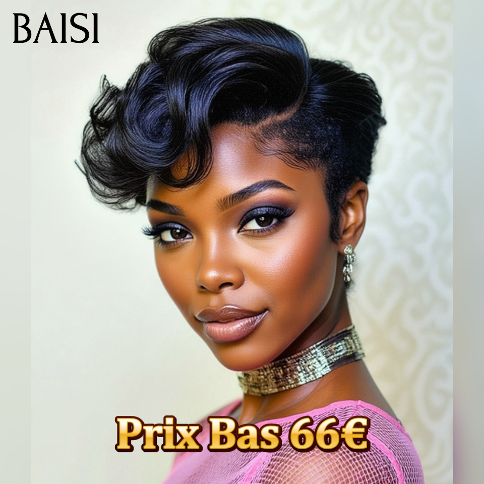 Parrucca BAISI 4X4 BOB dritto con riga laterale 1B# € 75 in capelli umani al 100%