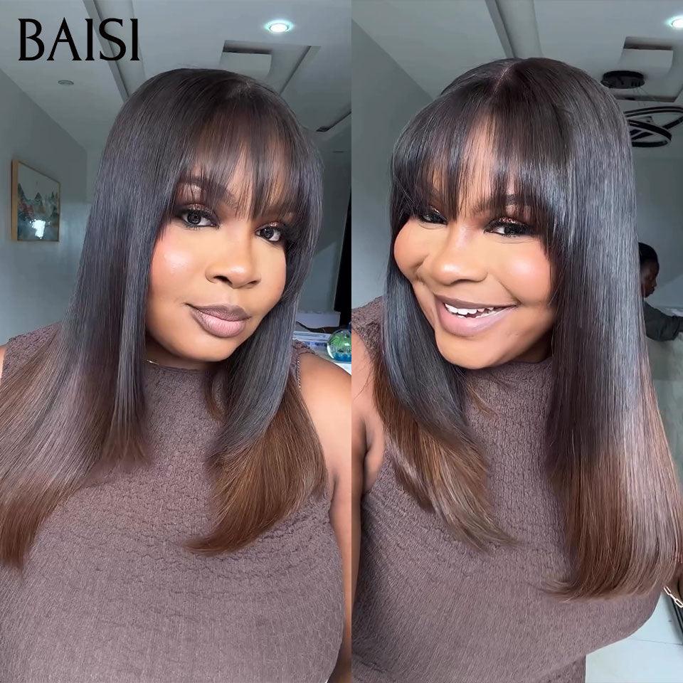 BAISI 100% Vietnam Hair Perruques SDD BONE STRAIGHT Lisse BOB avec Frange de luxe 14 pouces 149€en 100% vrais cheveux humains