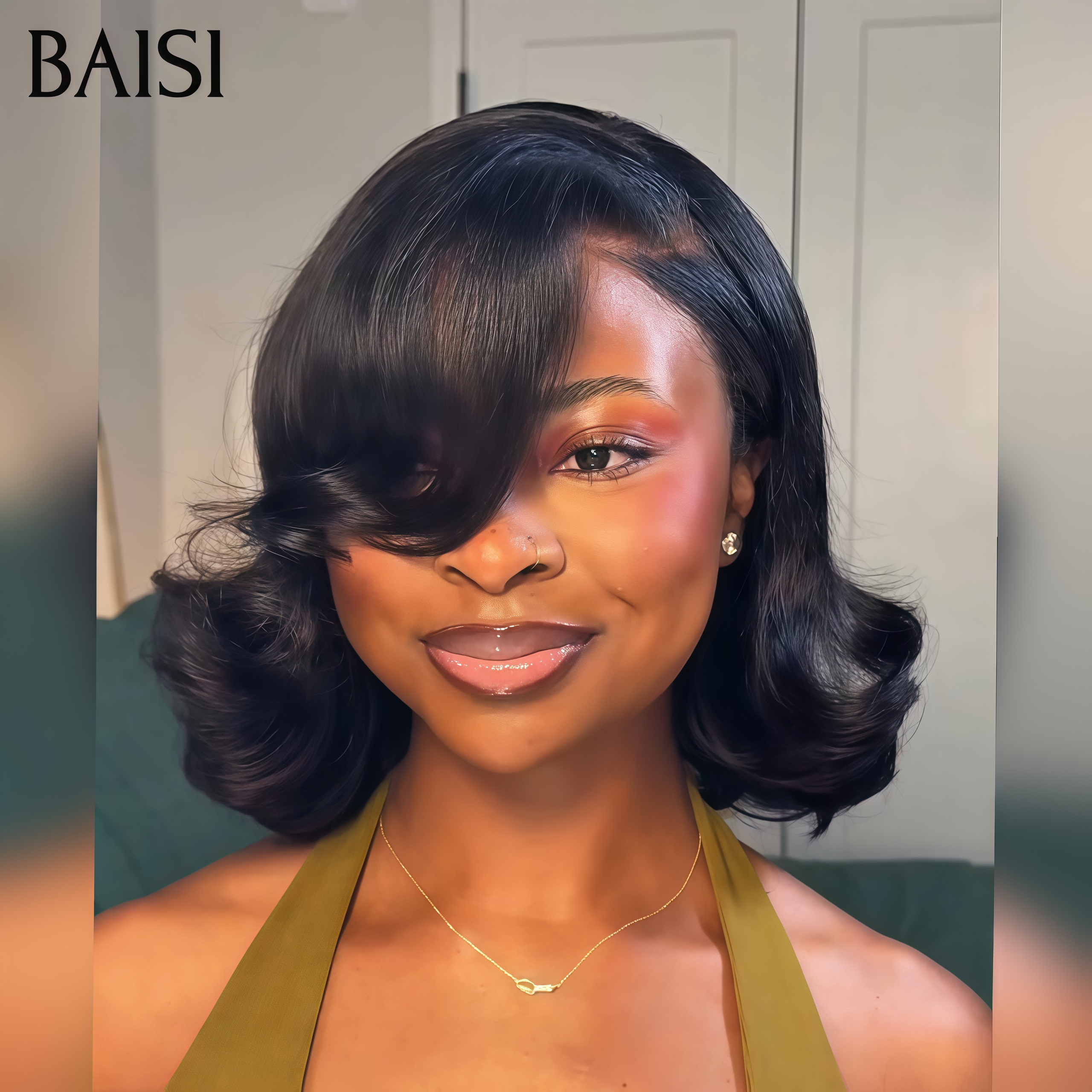 13x4 lace frontal Perruque boucle egg wave 10 Pouce 69€ produit BOB en couleur NOIR en 100% Cheveux Humains