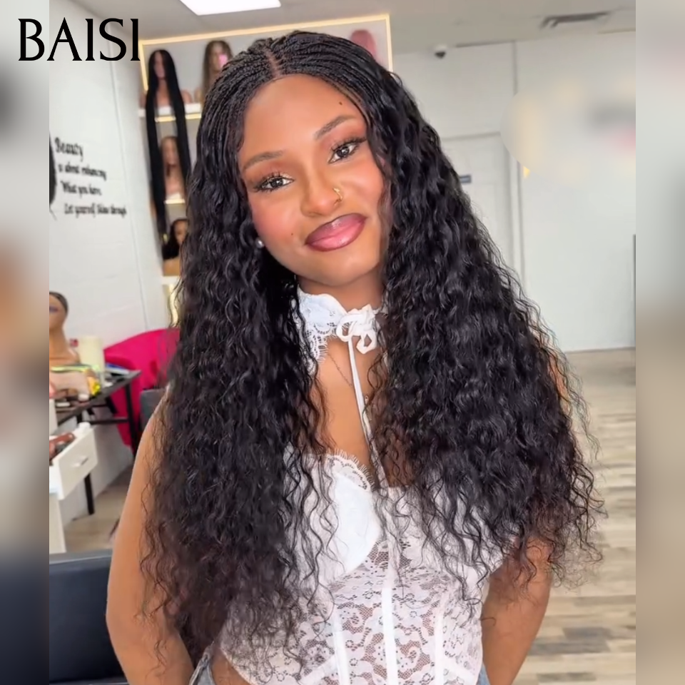 Nouveau produit 13x4 lace frontal Perruque 18 pouce 99€ curly wave avec coiffure tressée natte en 100% Cheveux Humains