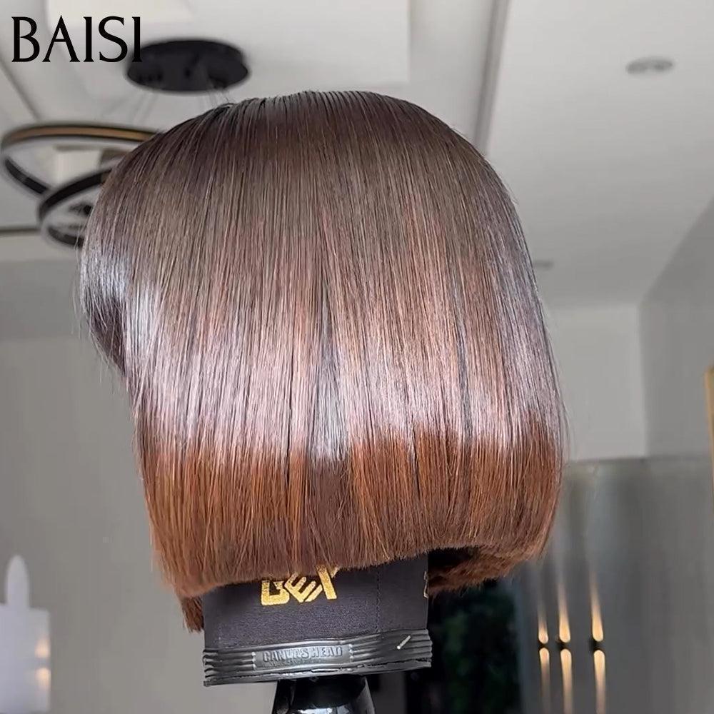 BAISI Grande Promo 15A Vietnam Hair SDD BONE STRAIGHT 300% densité BOB sans lace LISSE AVEC FRANGE 1BT4# 8 Pouces En 100% Cheveux Humains