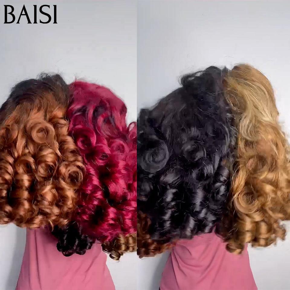 BAISI Peruca 4*4 Pixie Egg Curls Risca lateral, várias cores disponíveis em 100% Cabelo Humano #025